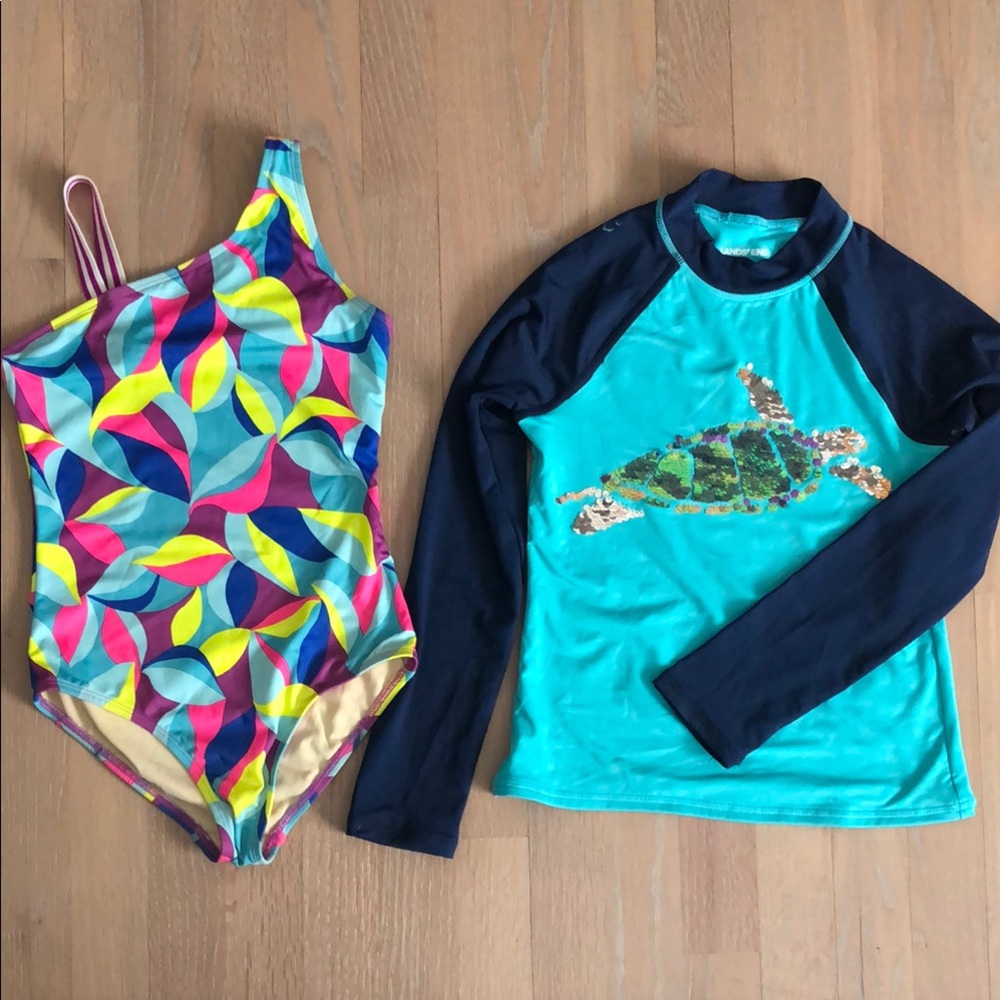 Lands’ End Girl’s Colorful Kids Swim Set